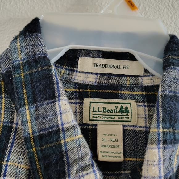 L.L.Bean Traditional Fit Plaid Flannel Button Down Shirt Men’s XL 100% Cotton - Picture 10 of 15